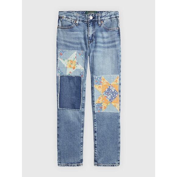 NWT Polo Ralph Lauren Girls Patch The Astor Slim Boyfriend Denim Jeans Size 14